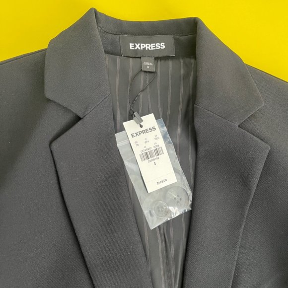 NWT Express Editor One Button 24" Blazer, Black, Size 0 - Picture 3 of 6